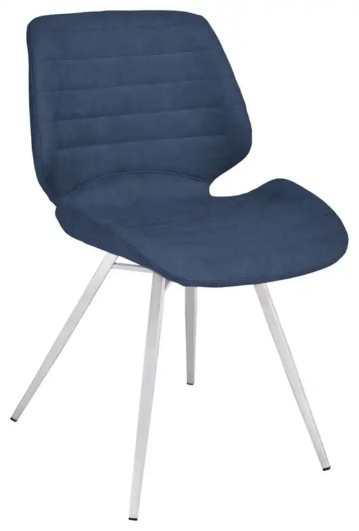Valor Contemporary Dining Chair In Dark Vintage Blue Faux Leather, Set of 2