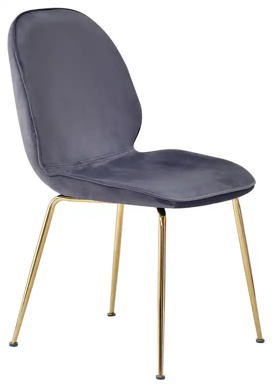 Velvet Mid Century Upholstered Side Chairs, Set of 2, Gray