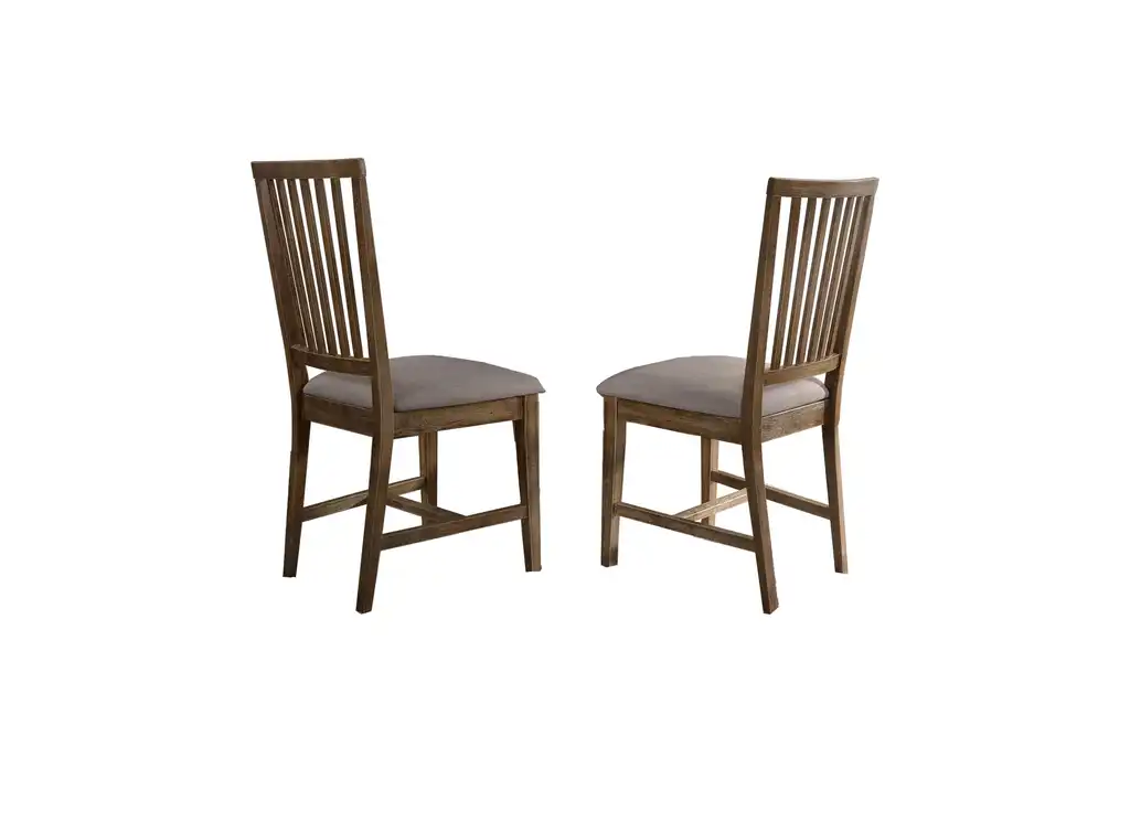 Venus Antique Natural Oak Slat Back Dining Chairs, Set of 2