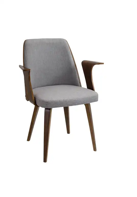 Verdana Dining Accent Chair in Walnut With Gray Fabric