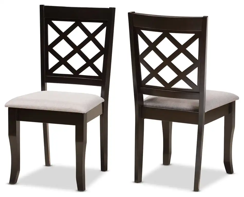 Verner Grey Upholstered and Dark Brown Finished Wood 2-Piece Dining Chair Set