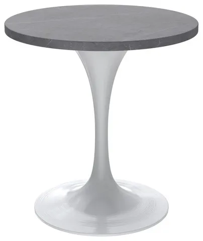 Verve Collection 27 Round Dining Table, White Base with Sintered Stone Grey Top