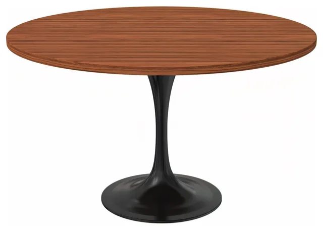 Verve Collection 48 Round Dining Table, Black Base with Cognac Brown MDF Top