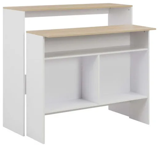 vidaXL Bar Table Bistro Table for Kitchen with 2 Table Tops White and Oak