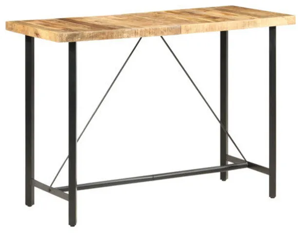 vidaXL Bar Table Kitchen Dining Room Pub Table Bistro Table Rough Mango Wood