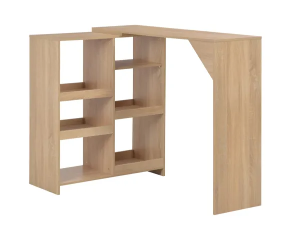 vidaXL Bar Table With Moveable Shelf Oak 54.33"x15.75"x47.24"