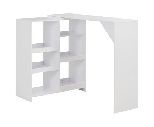 vidaXL Bar Table With Moveable Shelf White 54.33"x15.75"x47.24"
