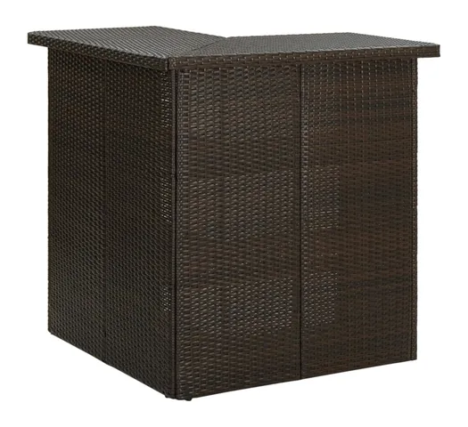 vidaXL Corner Bar Table Brown 39.4"x19.7"x41.3" Poly Rattan
