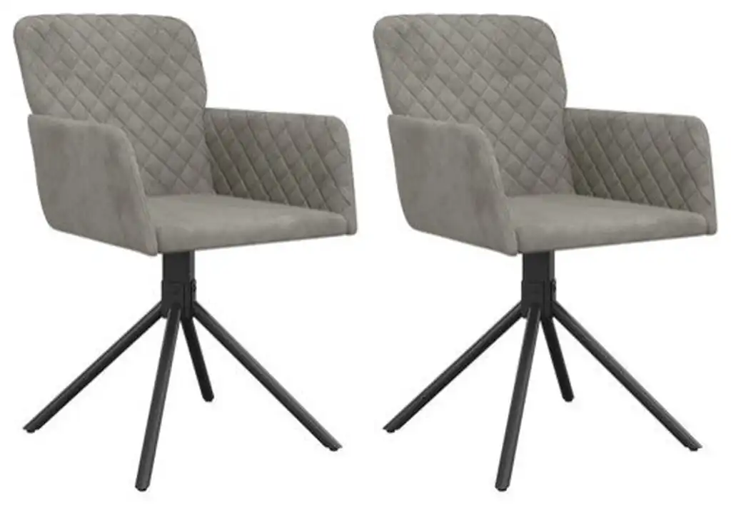 vidaXL Dining Chair 2 Pcs Modern Accent Upholstered Chair Light Gray Velvet