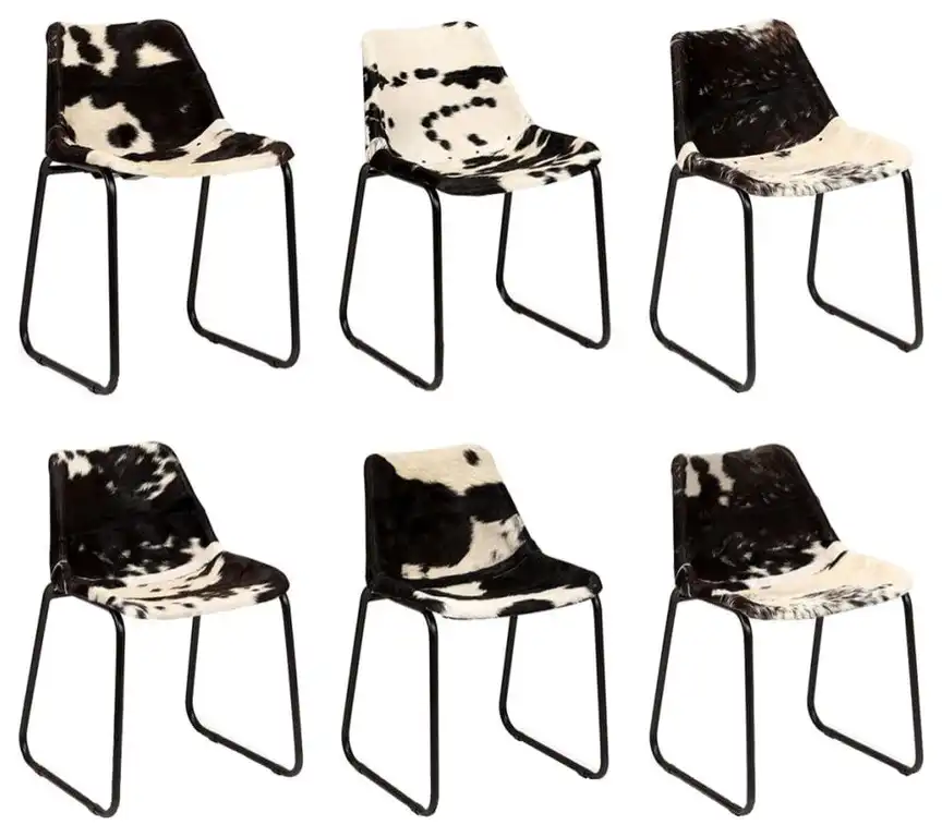 vidaXL Dining Chair 6 pcs Genuine Goat Leather