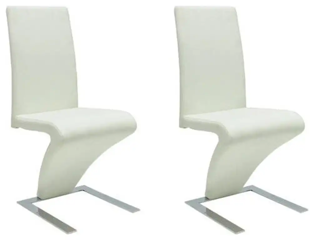 vidaXL Dining Chair Set of 2 White Faux Leather Standard Durable
