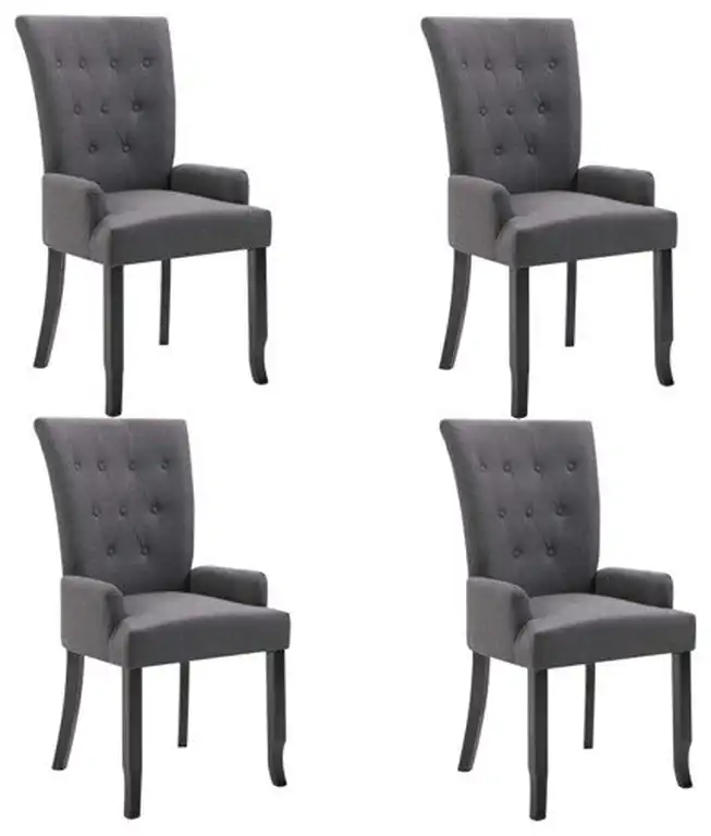 vidaXL Dining Chair Set of 4 Dark Gray Polyester, Oak Wood Standard