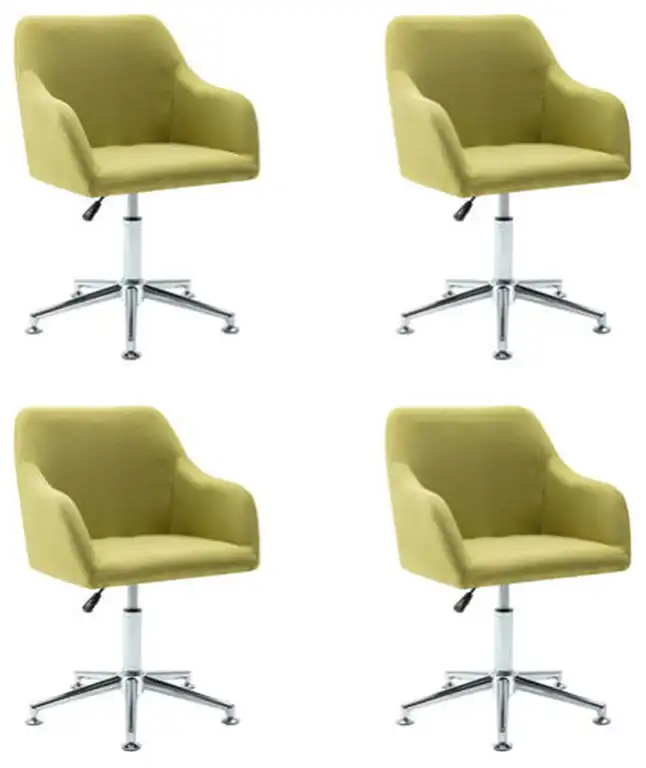 vidaXL Dining Chair Set of 4 Green Polyester, plywood, steel Standard