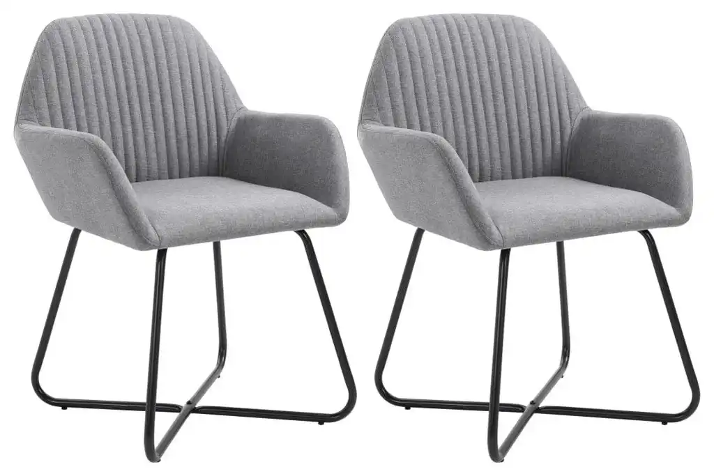 vidaXL Dining Chairs 2 pcs Light Gray Fabric