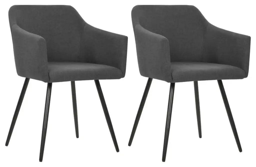 vidaXL Dining Chairs 2-Piece Dark Gray Fabric