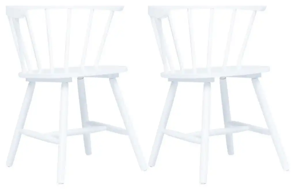 vidaXL Dining Chairs 2-Piece White Solid Rubber Wood