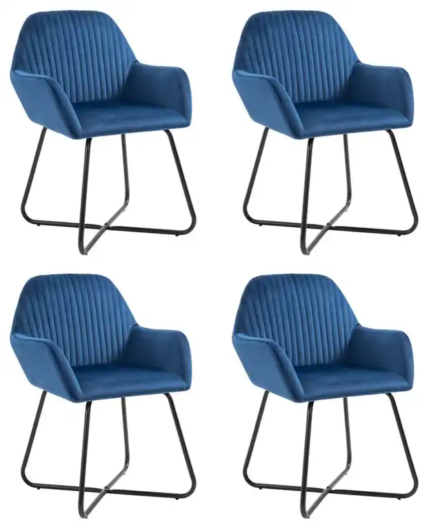 vidaXL Dining Chairs 4 pcs Blue Velvet