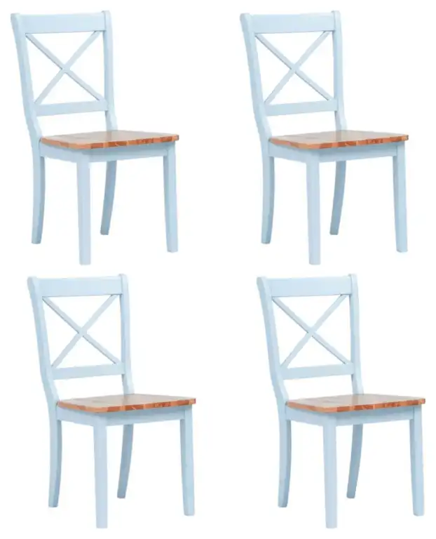 vidaXL Dining Chairs 4-Piece Gray and Light Wood Solid Rubber Wood