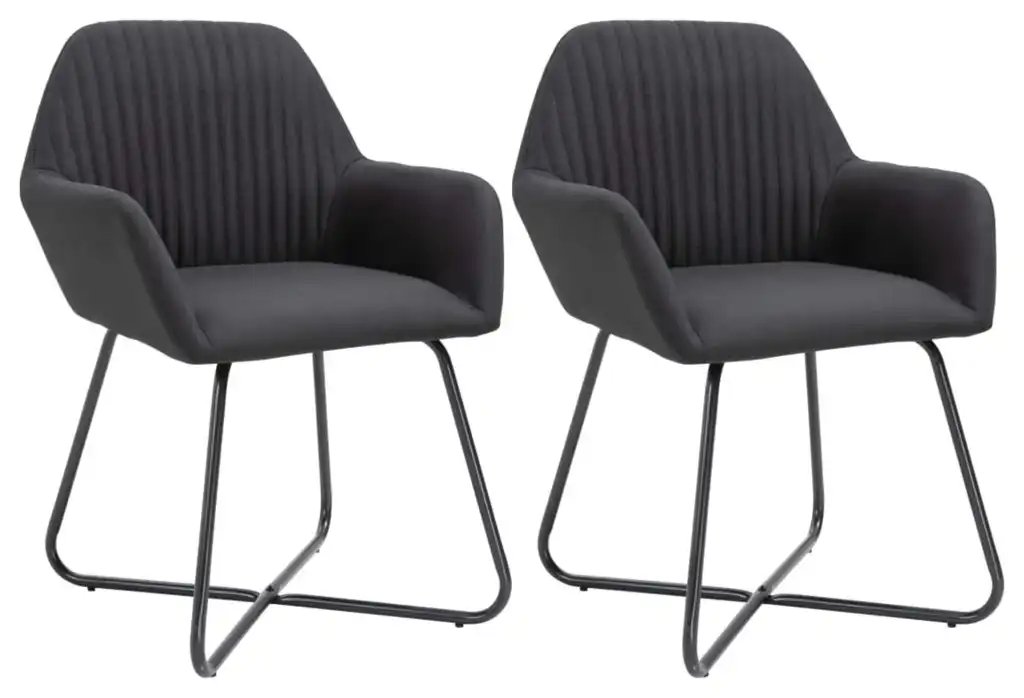 Vidaxl Dining Chairs, Set of 2, Black Fabric