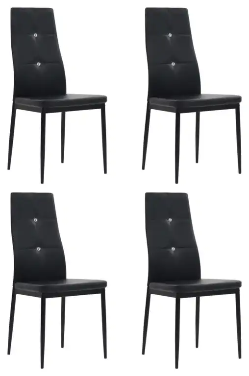 Vidaxl Dining Chairs, Set of 4, Black Faux Leather