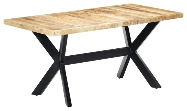 Vidaxl Dining Table 63"x31.5"x29.5" Solid Rough Mango Wood