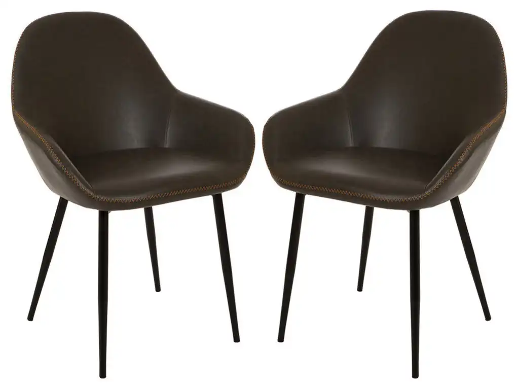 Vintage Gray Leatherette Dining Armchair, Set of 2