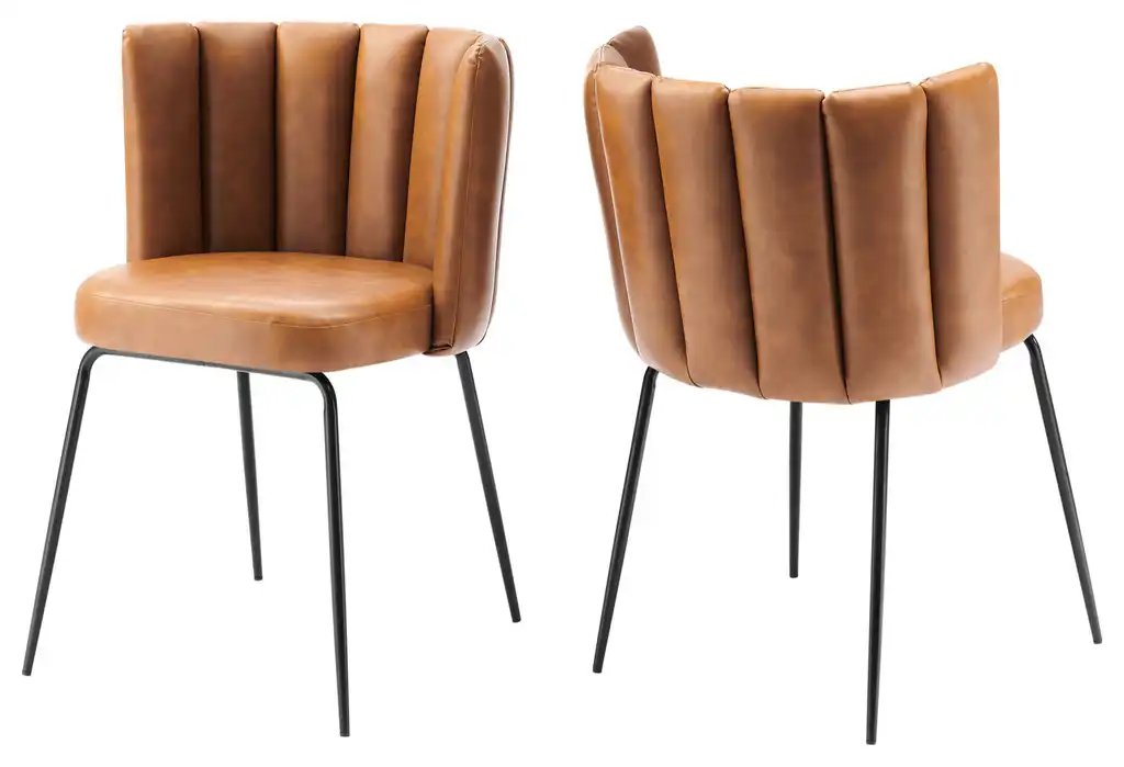 Virtue Vegan Leather Dining Chair Set of 2 Black Tan -4676