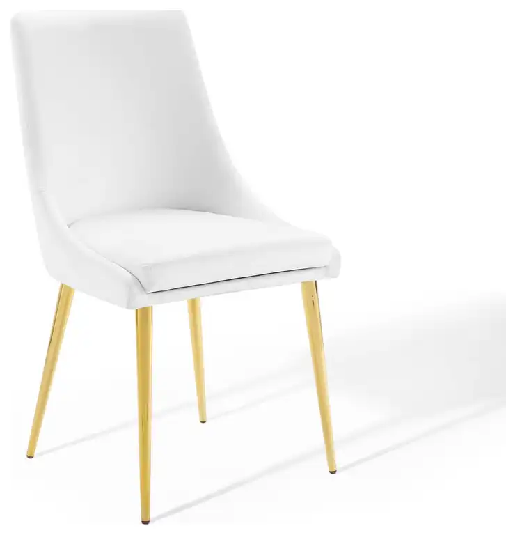 Viscount Modern Accent Performance Velvet Dining Chair, White