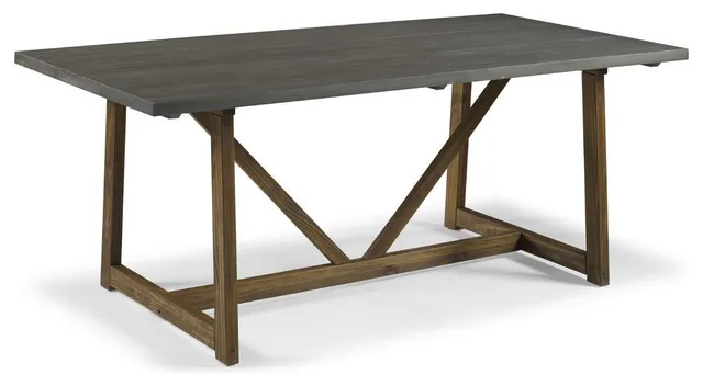 Walker Edison Brennan 72" Trestle Dining Table, Gray/Brown