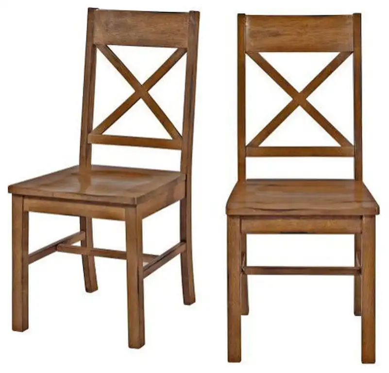 Walker Edison CHW2AB Wood Set of 2 Dining Chairs, Antique Brown