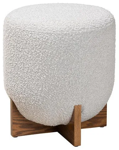 Walnut Brown Finished Wood Ottoman Footstool