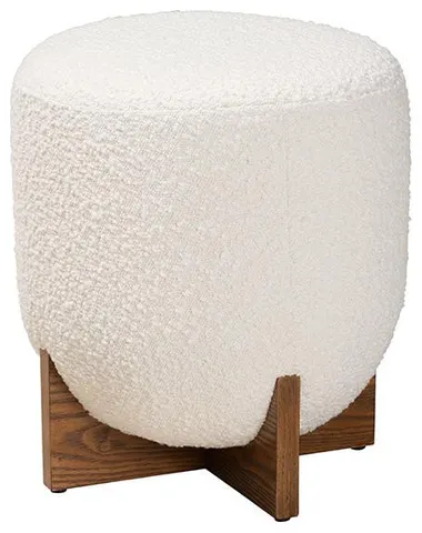 Walnut Brown Finished Wood Ottoman Footstool