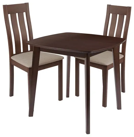 Waterbury 3-Piece Walnut Wood Dining Table Set, Walnut