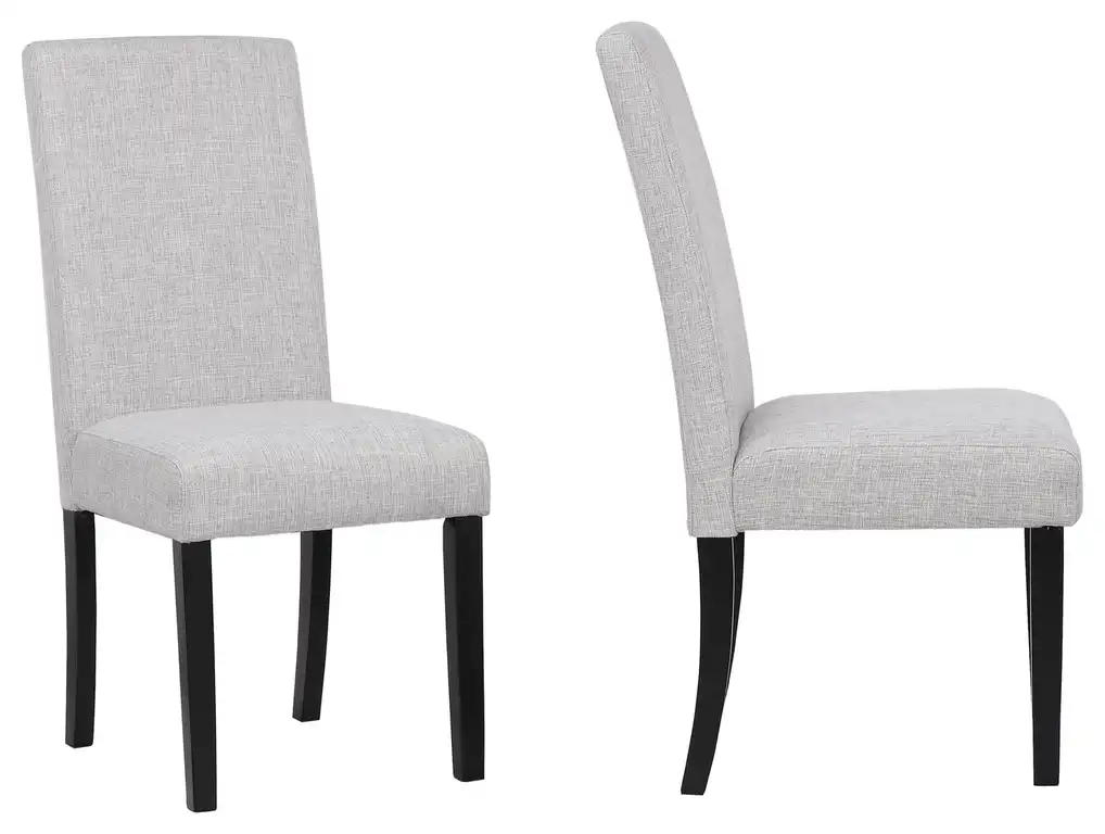 WestinTrends 2PC Upholstered Linen Fabric Parsons Dining Chair Set, Accent Chair, Light Gray