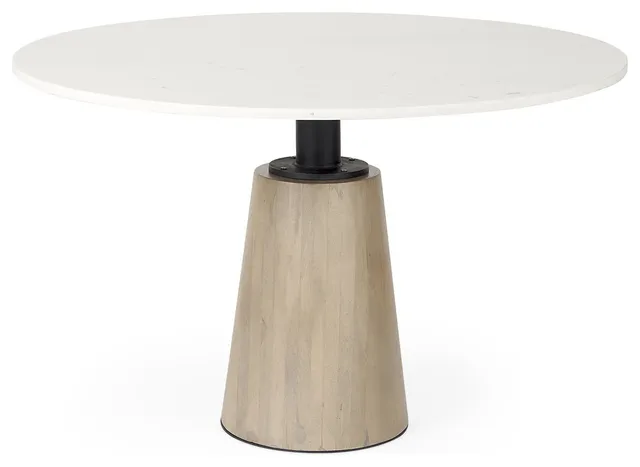 White Marble Mod Pedestal Dining Table