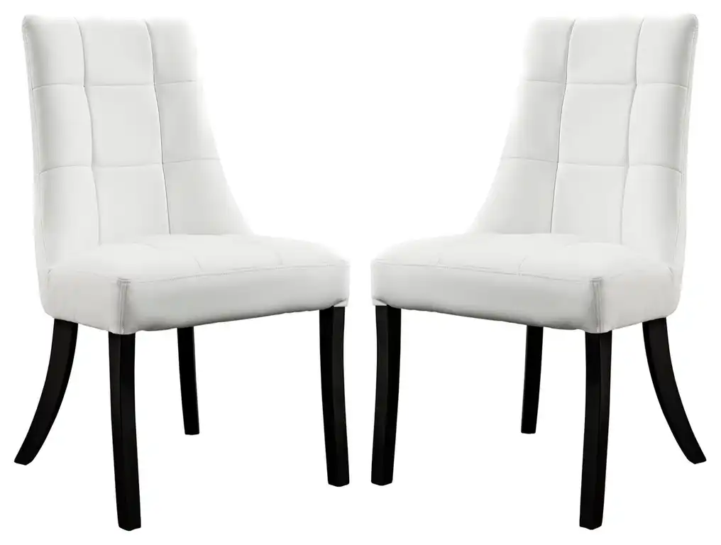 White Noblesse Vinyl Dining Chair Set of 2