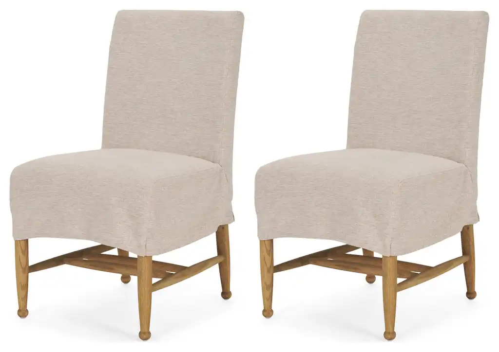 Whitley Oatmeal Performance Fabric With Oak Wood Dining Chair