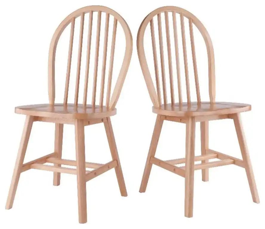 Winsome Windsor 2-Piece 17.8"H Transitional Solid Wood Dining Chair in Natural