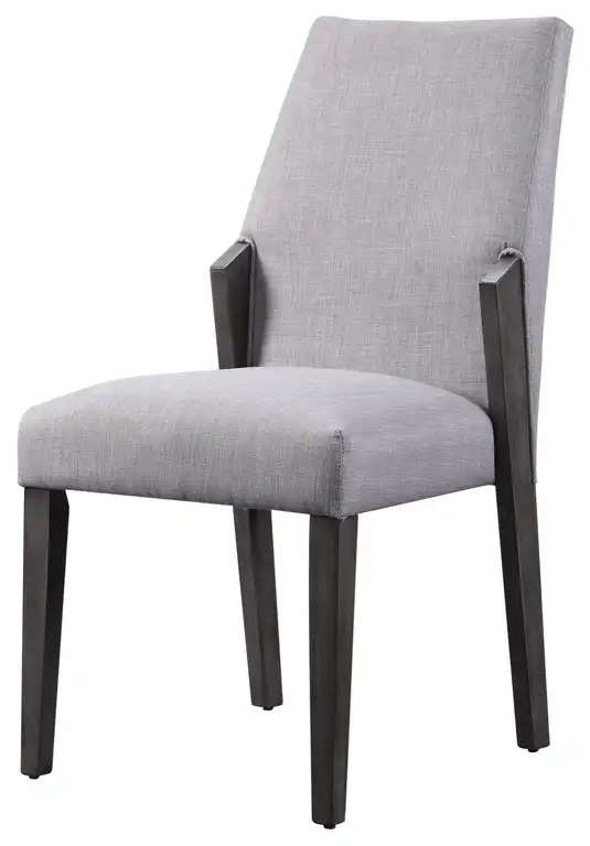Wood and fabric Upholstered Dining Chairs, Set of 2, Gray and Black