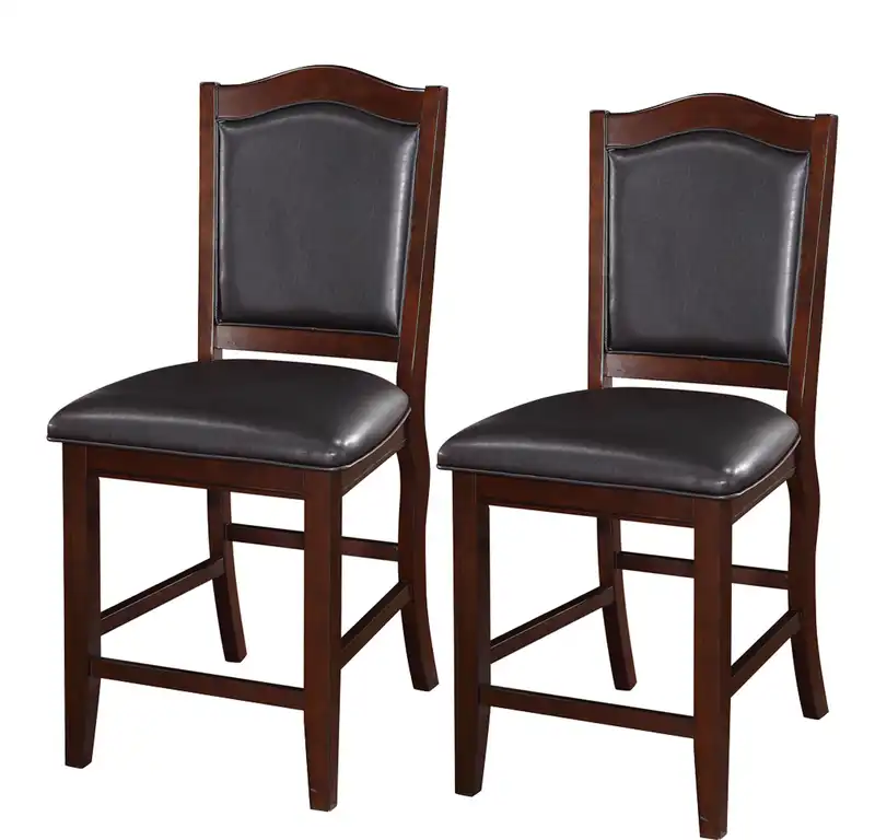 Wooden Armless High Chair, Espresso Brown & Black, Set Of 2