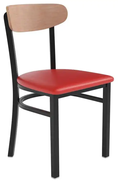 Wright Commercial Red Vinyl/Wood Back Chair