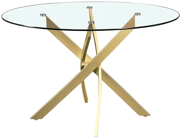 Xander Dining Table, Brushed Gold Base, Round Top