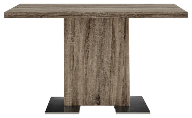 Zenith Dining Table in Walnut Wood and Brushed Stainless Steel Finish
